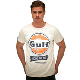 GrandPrix Originals Men's Gulf Vintage Racing Oil T-Shirt - Gulf Blue/Cream