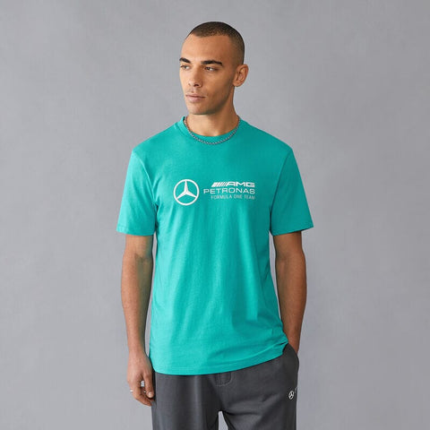 Mercedes Benz AMG Petronas F1 Men's Large Logo T-Shirt - Black/White/Green