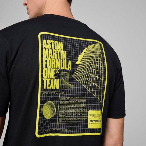 Aston Martin F1 Tech Men's Grid Data Graphic T-Shirt - Black