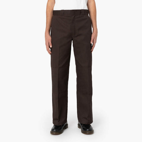 DICKIES LOOSE FIT DOUBLE KNEE TWILL WORK PANTS - DARK BROWN