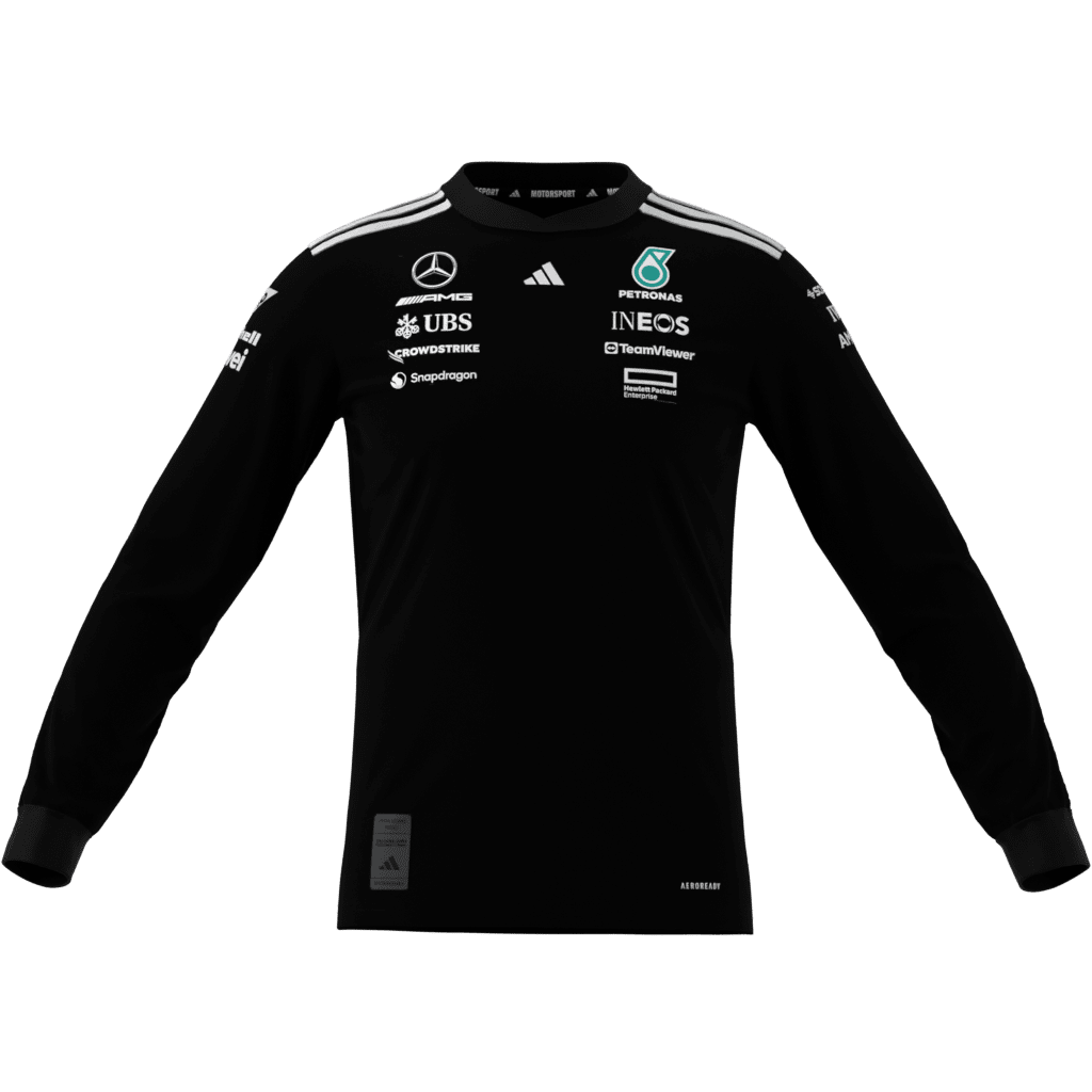 Mercedes - AMG Petronas Formula One 2025 Men's Team Long Sleeve Jersey - Black/White