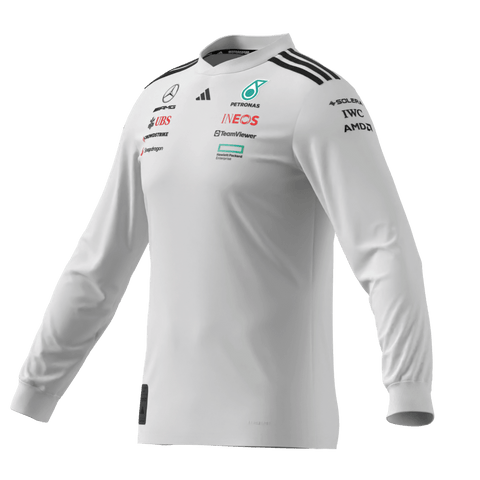 Mercedes - AMG Petronas Formula One 2025 Men's Team Long Sleeve Jersey - Black/White