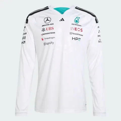 Mercedes - AMG Petronas Formula One 2026 Men's Team Long Sleeve Jersey T-Shirt - Black/White