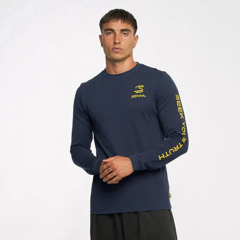 Ayrton Senna F1 Men's Legacy Long Sleeve T-Shirt - Navy/White
