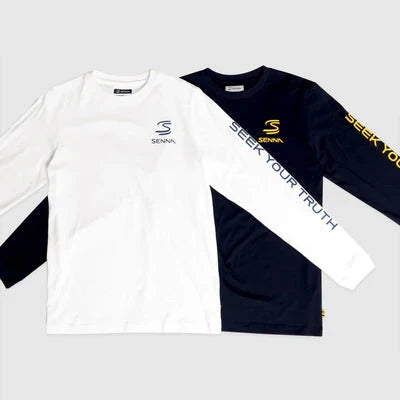 Ayrton Senna F1 Men's Legacy Long Sleeve T-Shirt - Navy/White