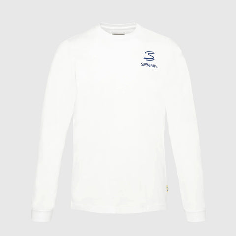 Ayrton Senna F1 Men's Legacy Long Sleeve T-Shirt - Navy/White