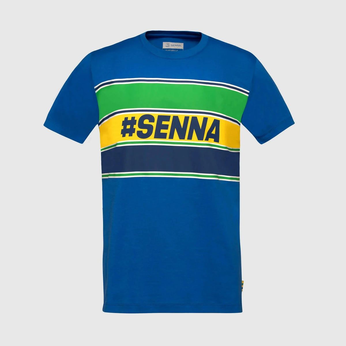 Ayrton Senna F1 Men's #Senna T-Shirt - Blue/Yellow/White