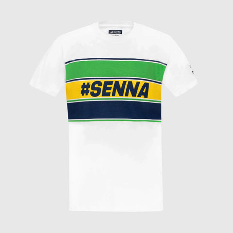 Ayrton Senna F1 Men's #Senna T-Shirt - Blue/Yellow/White