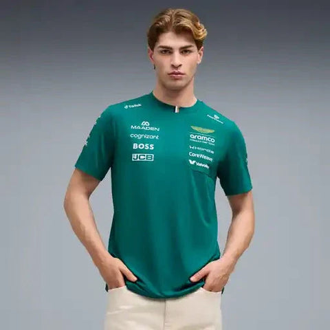 Aston Martin F1 2026 Men's Lance Stroll Team T-Shirt - Green Lux