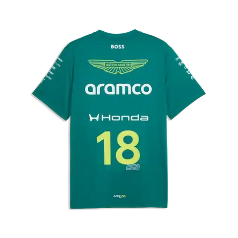 Aston Martin F1 2026 Men's Lance Stroll Team T-Shirt - Green Lux