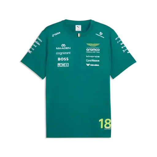 Aston Martin F1 2026 Men's Lance Stroll Team T-Shirt - Green Lux